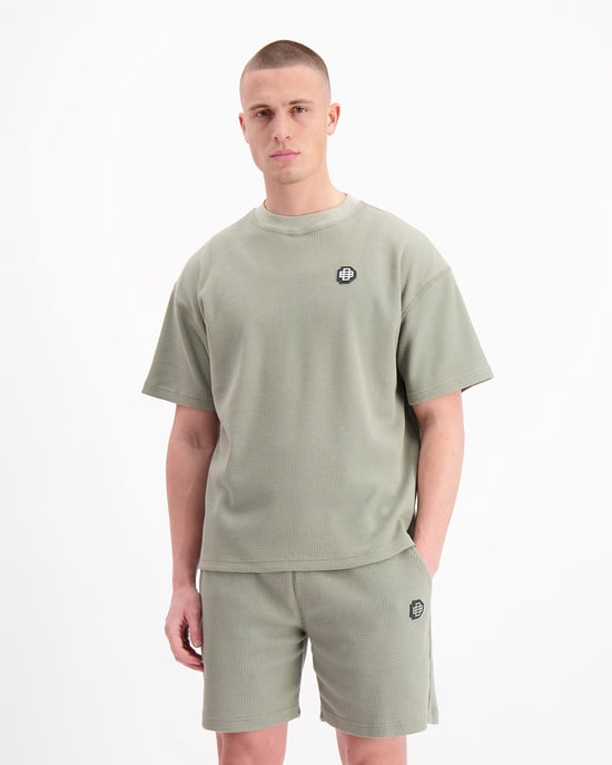 Zwarte Bananen, Monogram Wafel T-Shirt, Groen - Image 2