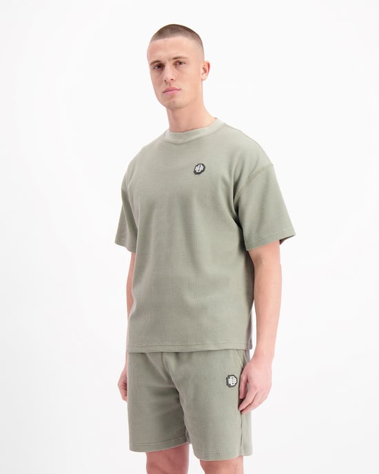 Zwarte Bananen, Monogram Wafel T-Shirt, Groen - Image 4