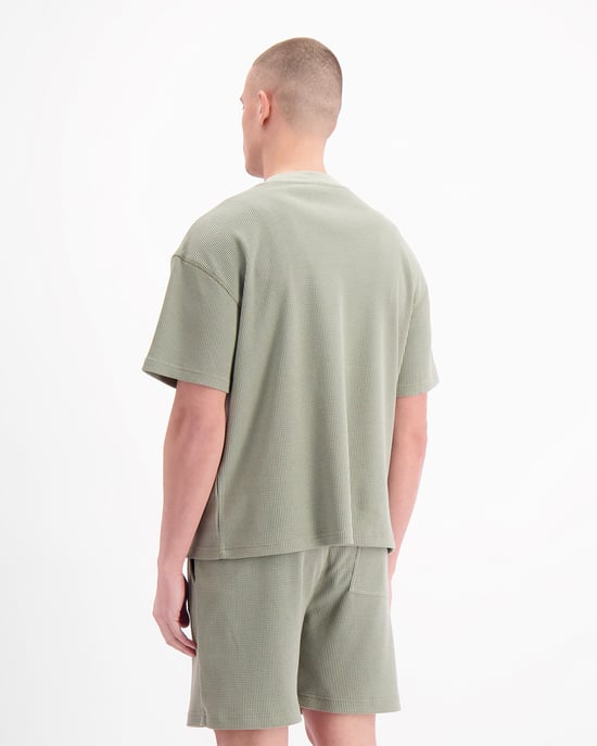 Zwarte Bananen, Monogram Wafel T-Shirt, Groen - Image 5