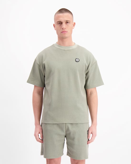 Zwarte Bananen, Monogram Wafel T-Shirt, Groen - Image 6