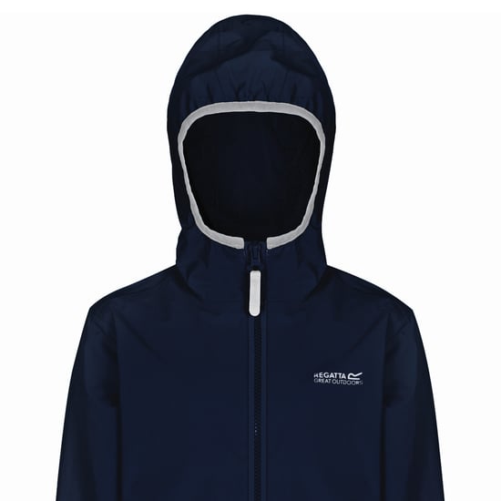Regatta Groot Buitenshuis Kinderen/Kinderen Lever II Packaway Rain Jacket (Marine) - Image 3