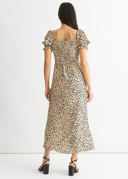 Beige Dierenprints Split Viscose Midi Dress - Image 2