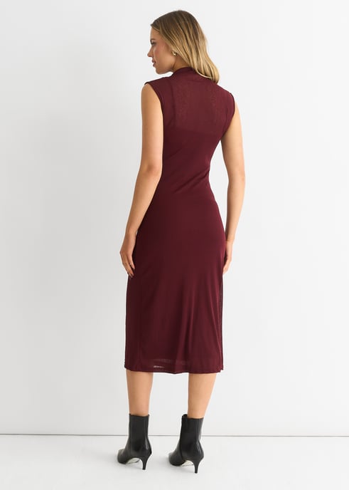 Effen midi-jurk van Jersey met ruches - Image 2