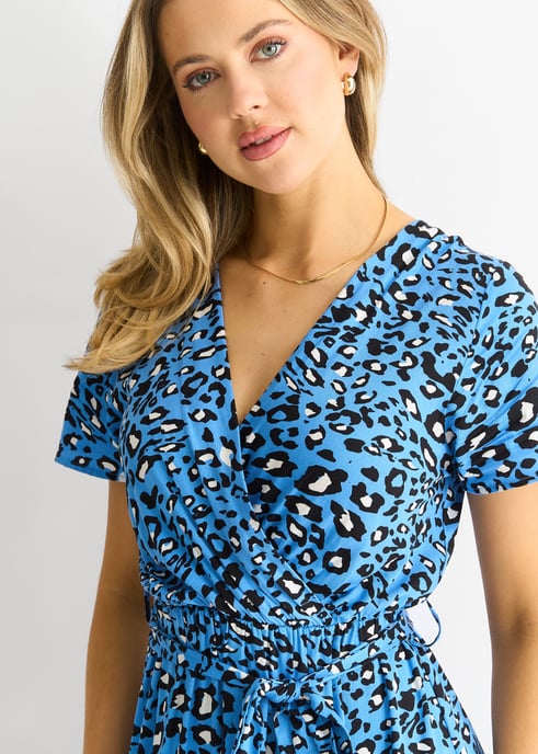 Midi-jurk met korte mouwen en dierenprint - Image 3