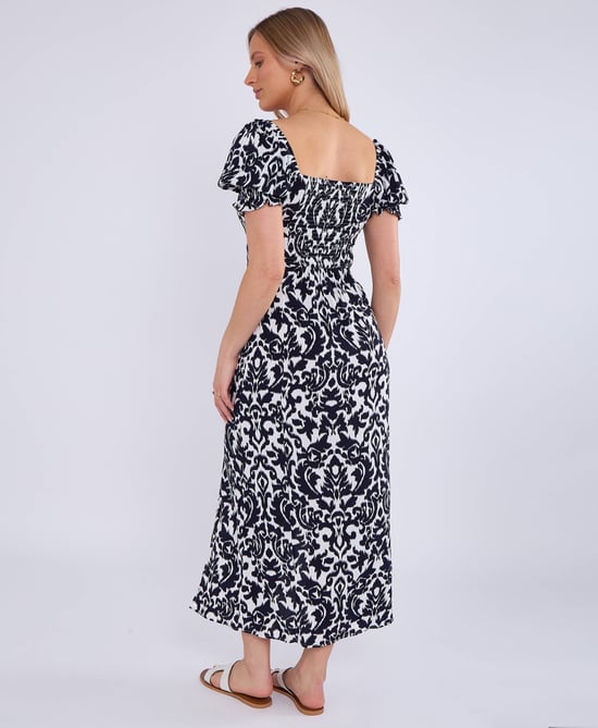 Marine Mouwen Split Viscose Midi Dress - Image 2