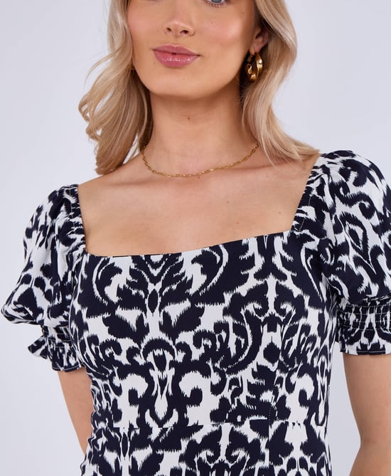 Marine Mouwen Split Viscose Midi Dress - Image 3