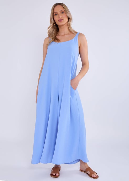 Jumpsuit met blauwe Air Flow bandjes en wijde pijpen - Image 1