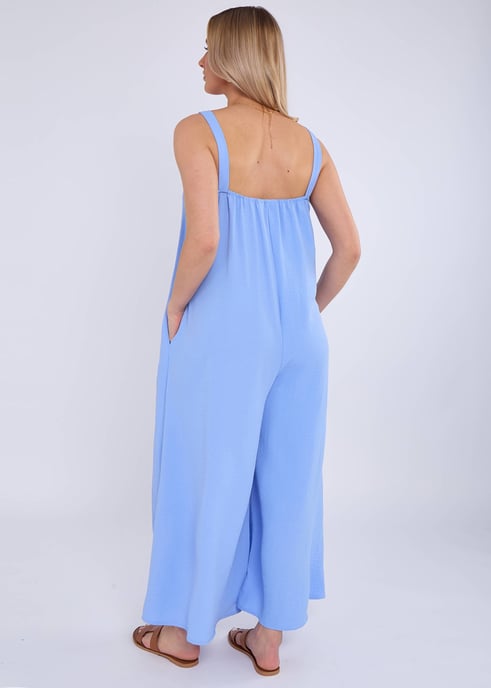 Jumpsuit met blauwe Air Flow bandjes en wijde pijpen - Image 2