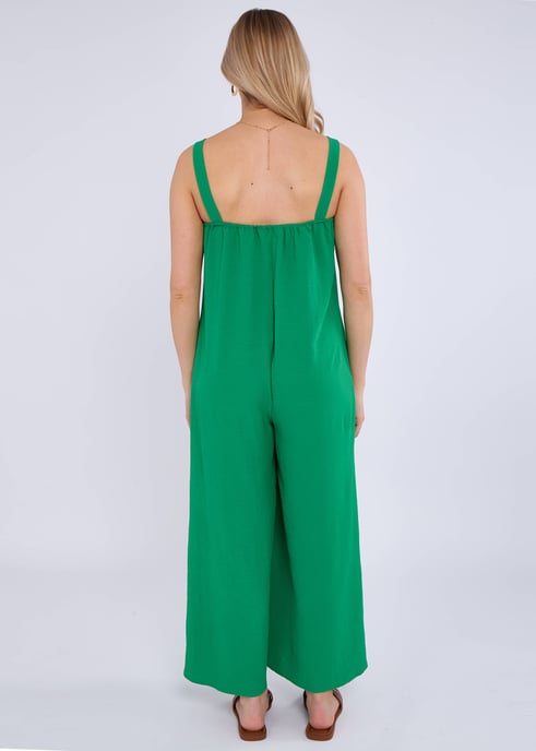 Groene Air Flow jumpsuit met bandjes en wijde pijpen - Image 2