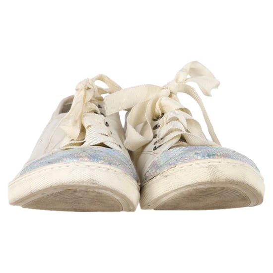 Lanvin Sneakers met Slangenhuid-effect en Cap Toe in Witte Leer - Image 2