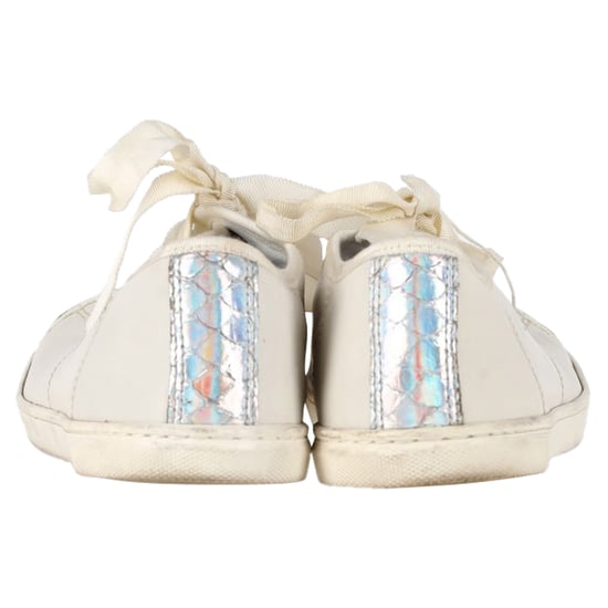 Lanvin Sneakers met Slangenhuid-effect en Cap Toe in Witte Leer - Image 5