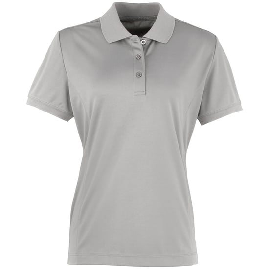 Premier Dames/dames Coolchecker korte mouw Pique Polo T-Shirt (Zilver) - Image 1