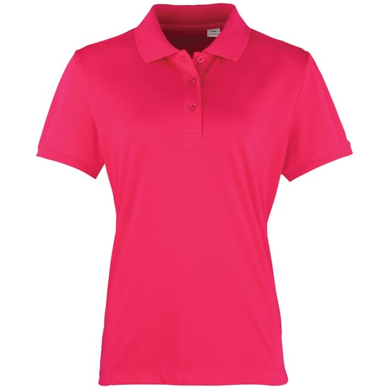 Premier Dames/dames Coolchecker korte mouw Pique Polo T-Shirt (Heet Roze) - Image 1