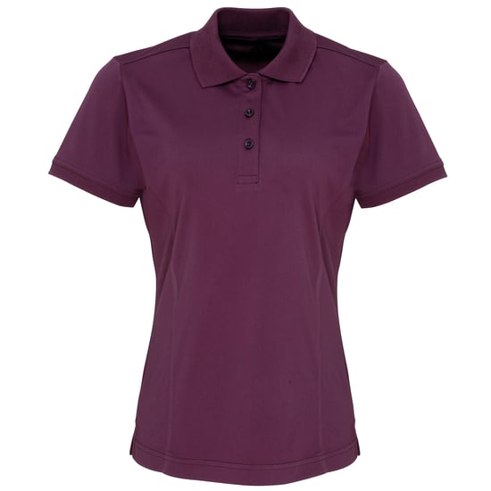 Premier Dames/dames Coolchecker korte mouw Pique Polo T-Shirt (Aubergine) - Image 1