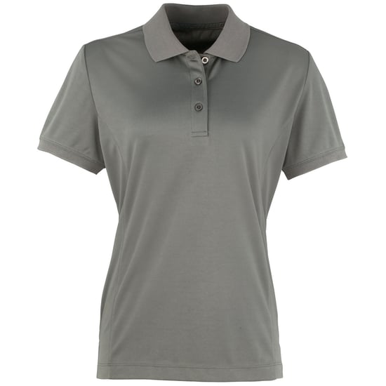 Premier Dames/dames Coolchecker korte mouw Pique Polo T-Shirt (Donkergrijs) - Image 1