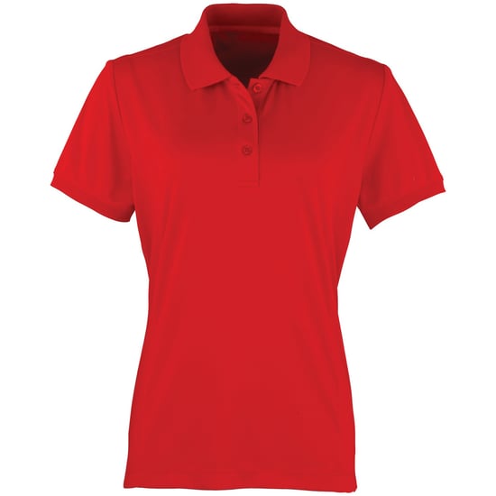 Premier Dames/dames Coolchecker korte mouw Pique Polo T-Shirt (Rood) - Image 1
