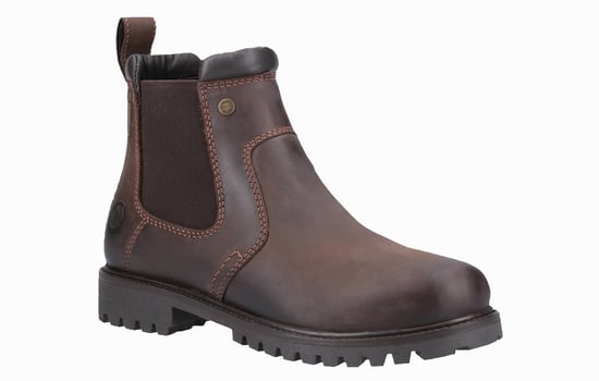 Cotswold Pamington Leren Damesschoenen Bruine Platte Chelsea Laarzen - Image 2