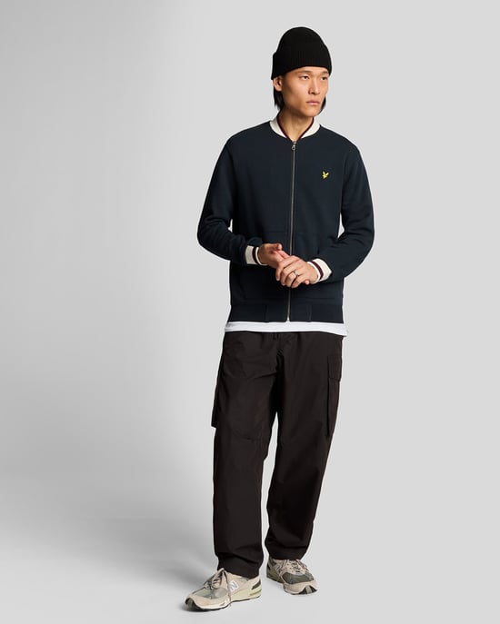 Lyle & Scott Halvemouwe Jersey Bomberjack - Marineblauw - Image 2