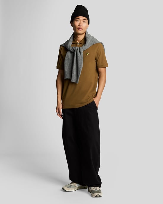 Lyle & Scott-logo op de borst Wild Nettle bruin poloshirt - Image 2