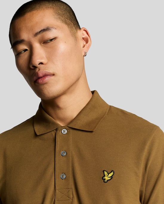 Lyle & Scott-logo op de borst Wild Nettle bruin poloshirt - Image 4