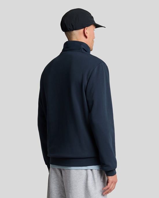 Lyle & Scott hybride gewatteerd marineblauw sweatshirt met halve rits - Image 3