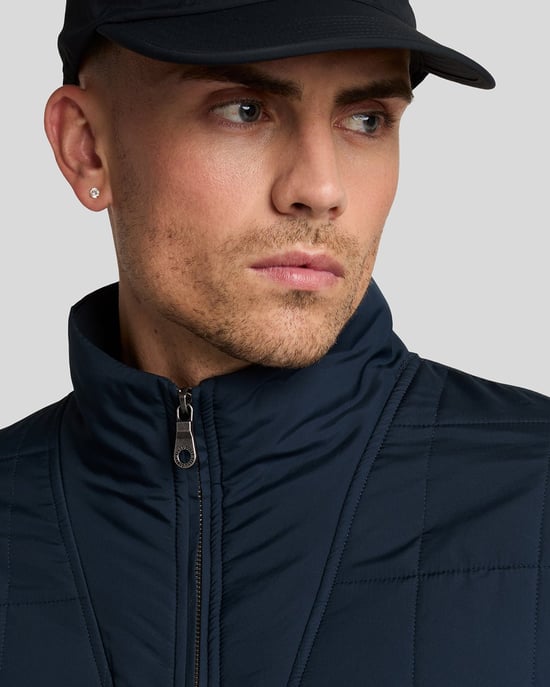 Lyle & Scott hybride gewatteerd marineblauw sweatshirt met halve rits - Image 5