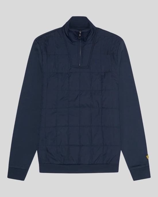 Lyle & Scott hybride gewatteerd marineblauw sweatshirt met halve rits - Image 6