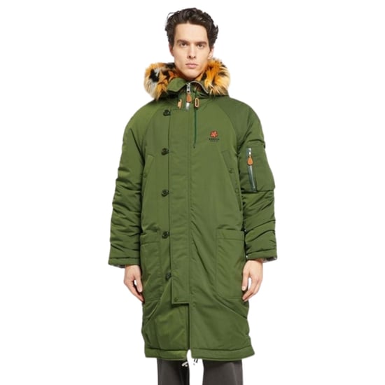 Kenzo gewatteerde parka donker kaki groene jas - Image 3