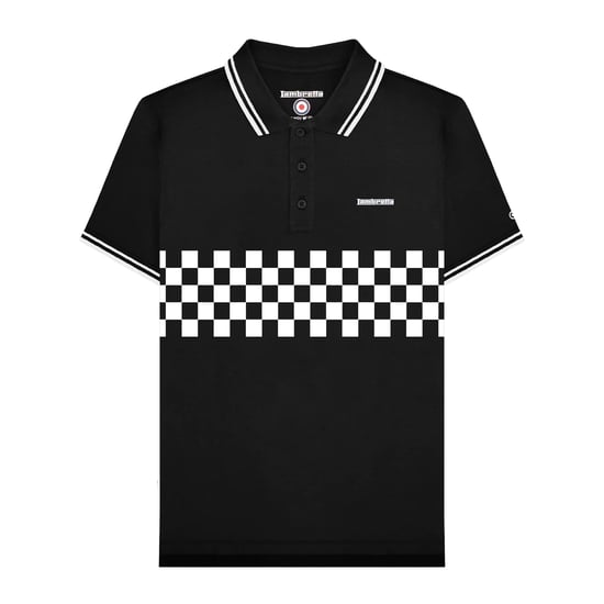 Lambretta Heren SS25 Tweekleurig Gestipt Poloshirt (Zwart, Wit) - Image 1