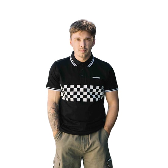 Lambretta Heren SS25 Tweekleurig Gestipt Poloshirt (Zwart, Wit) - Image 3