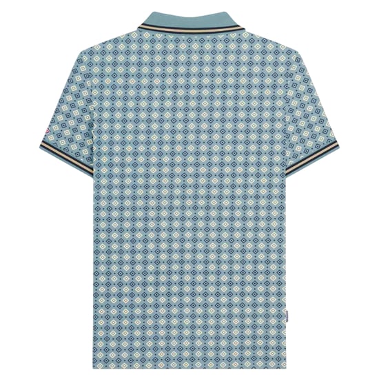 Lambretta Heren SS25 Geometrisch Big & Tall Polo Shirt (Rookblauw) - Image 2