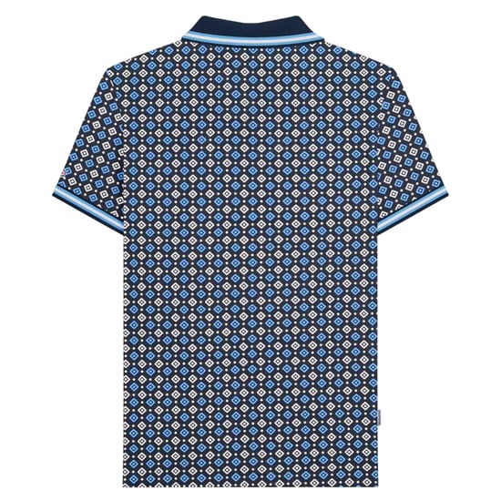 Lambretta Heren SS25 Geometrisch Groot & Lang Poloshirt (Marineblauw/Azur blauw) - Image 2
