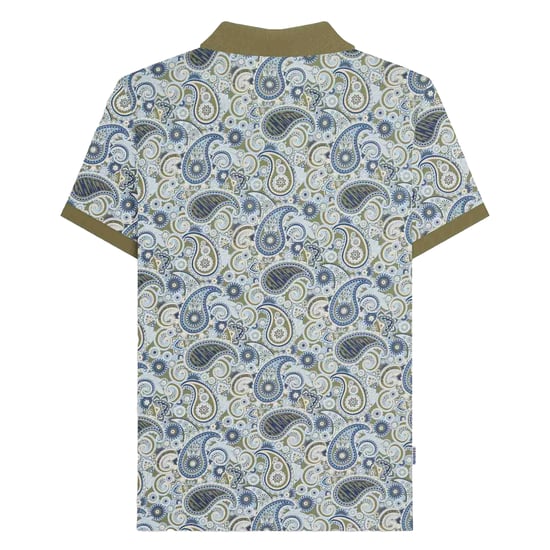 Lambretta Heren SS25 Paisley gemerkt poloshirt (Kaki/Navy) - Image 2
