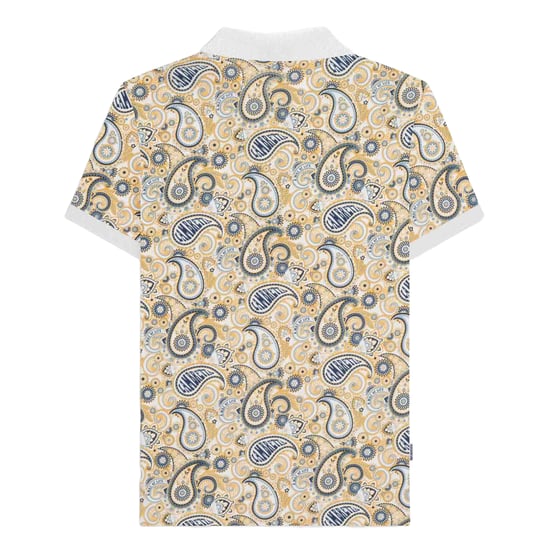 Lambretta Heren SS25 Paisley Gebrand Big & Tall Poloshirt (Wit, Marine) - Image 2