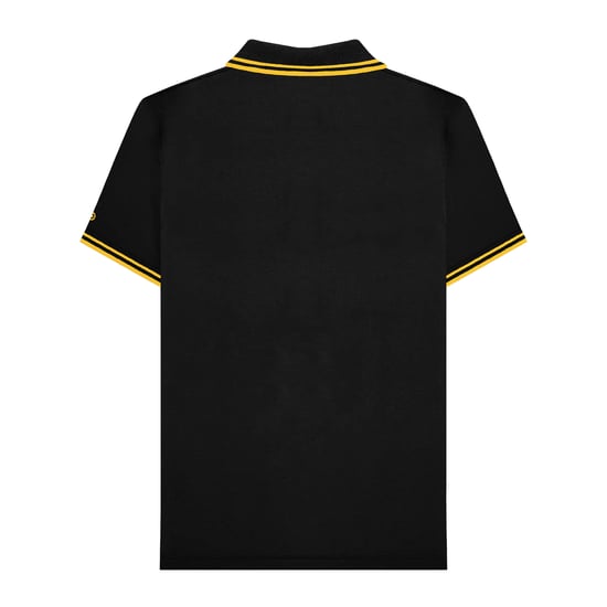 Lambretta Heren SS25 Tweekleurig Gestipt Poloshirt (Zwart/Goud) - Image 2