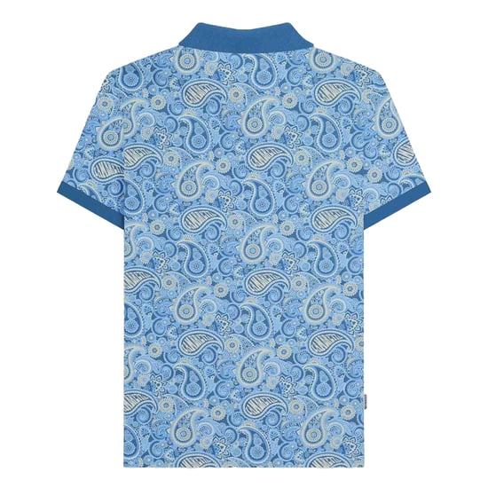 Lambretta Heren SS25 Paisley gemerkt poloshirt (Donkerblauw/houten essen) - Image 2