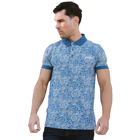 Lambretta Heren SS25 Paisley gemerkt poloshirt (Donkerblauw/houten essen) - Image 3