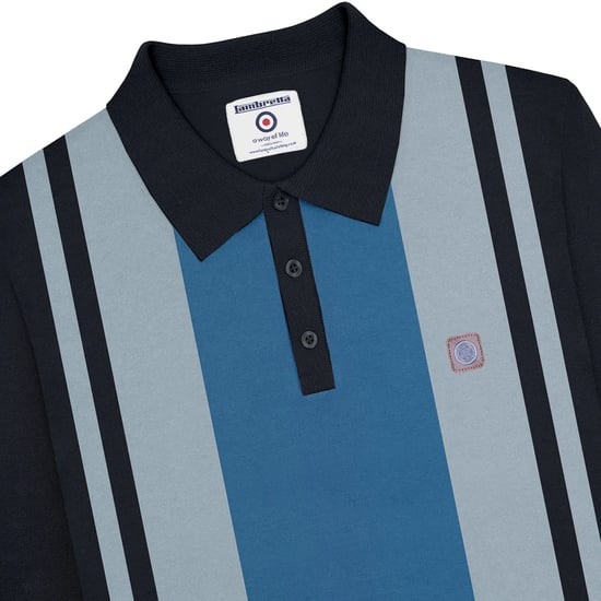 Lambretta Heren AW24 Vintage poloshirt met lange mouwen (Marine) - Image 3