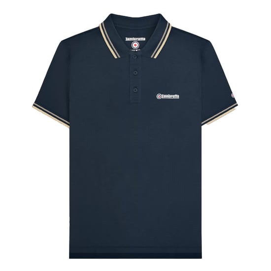Lambretta Heren Twin Tip Groot & Lang Poloshirt (Marine/Cinder/Crème) - Image 1