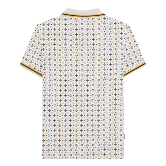 Lambretta Heren SS25 Geometrisch Polo Shirt (Wit/Navy/Goud) - Image 2