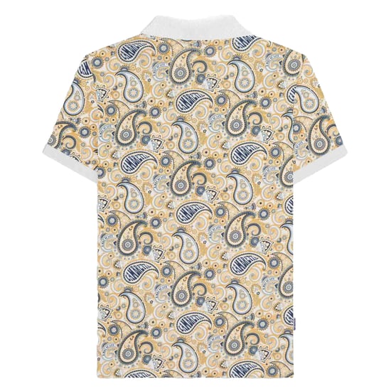 Lambretta Heren SS25 Paisley gemerkt poloshirt (Wit, Marine) - Image 2