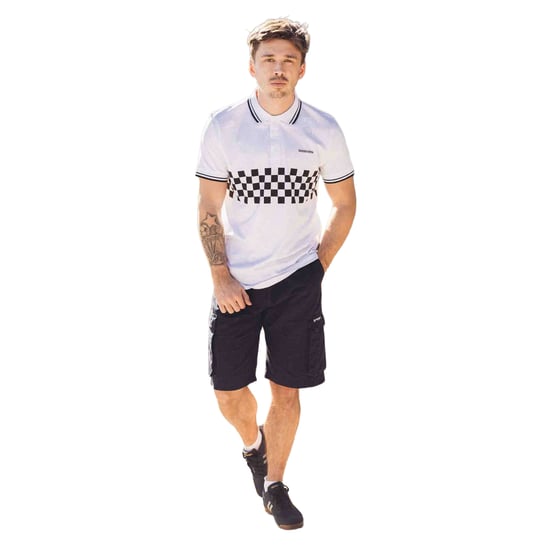 Lambretta Heren SS25 Tweekleurig Gestipt Poloshirt (Wit, Zwart) - Image 3