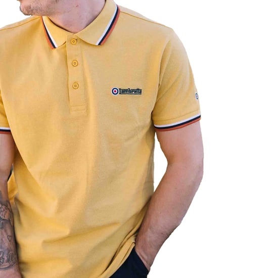 Lambretta Heren SS25 Driekleurige Polo Shirt (Goud) - Image 3