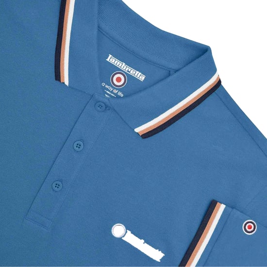 Lambretta Heren SS25 Triple Tipped Groot & Lang Poloshirt (Donkerblauw/Wit/Kurk/Navy) - Image 3