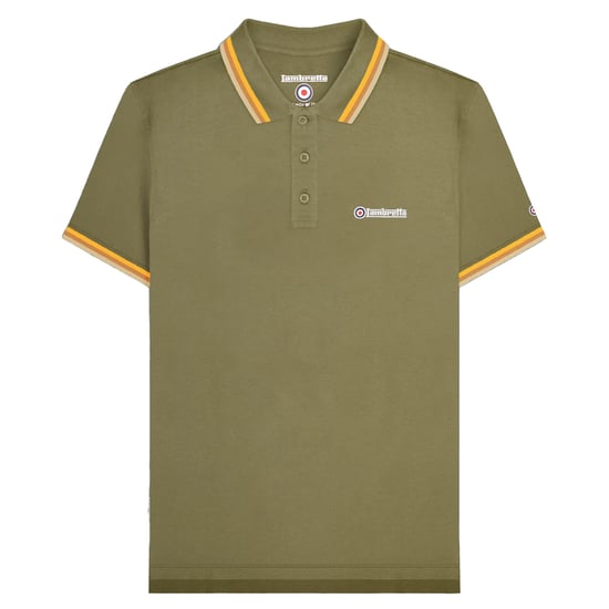 Lambretta Herenpoloshirt met drie punten (Kaki Groen/Tabak/Crème) - Image 1