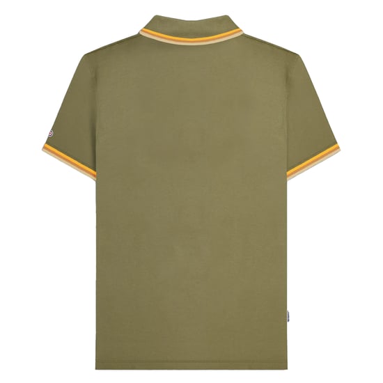 Lambretta Herenpoloshirt met drie punten (Kaki Groen/Tabak/Crème) - Image 2