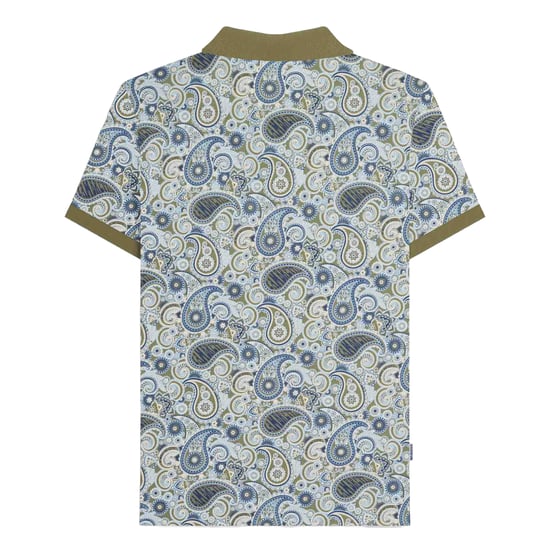 Lambretta Heren SS25 Paisley Gebrand Big & Tall Poloshirt (Kaki Groen/Navy) - Image 2