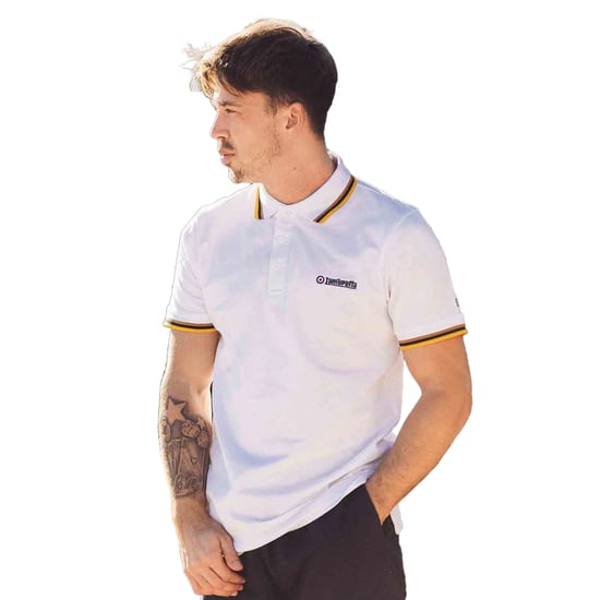 Lambretta Heren SS25 Drievoudig Getipt Polo Shirt (Wit/Goud) - Image 3