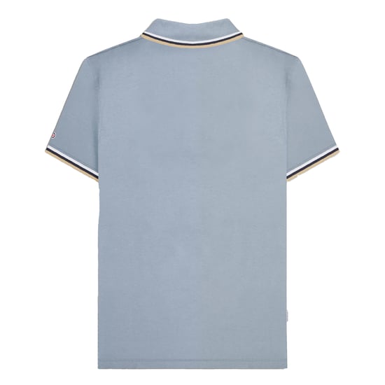 Lambretta Heren SS25 Triple Tipped Groot & Lang Poloshirt (Dusky blauw/wit/navy/crème) - Image 2