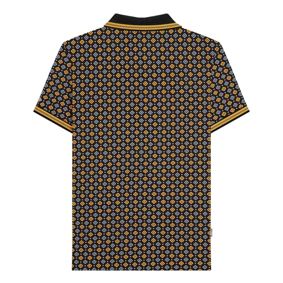 Lambretta Heren SS25 Geometrisch Poloshirt (Zwart/Goud) - Image 2